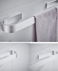 Porte-Serviette Adhésif Aluminium Argent ou Noir, 25 à 55 cm