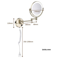 Miroir Grossissant Lumineux Mural Laiton Vieilli ou Doré x3, x5 ou x10