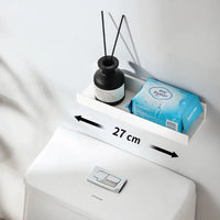 Étagère Salle de Bain Adhésive Sans Perçage, Blanche ou Transparente, 27 cm