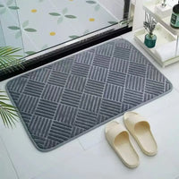 Tapis de Bain Gris Absorbant Motif Géométrique Antidérapant