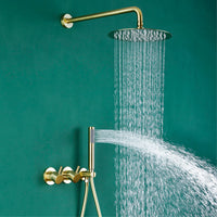 Douche Encastrable Laiton avec Pommeau Rond 25 cm et Douchette, 5 Finitions