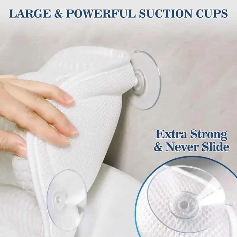Oreiller de Baignoire Ergonomique Maille 4D Ventouses