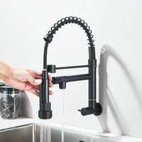 Robinet Cuisine Mural Eau Froide à Ressort Double Bec, 4 Finitions