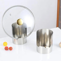 Repose-Couvercle Inox à Encoche avec Pot à Ustensiles, 10 cm