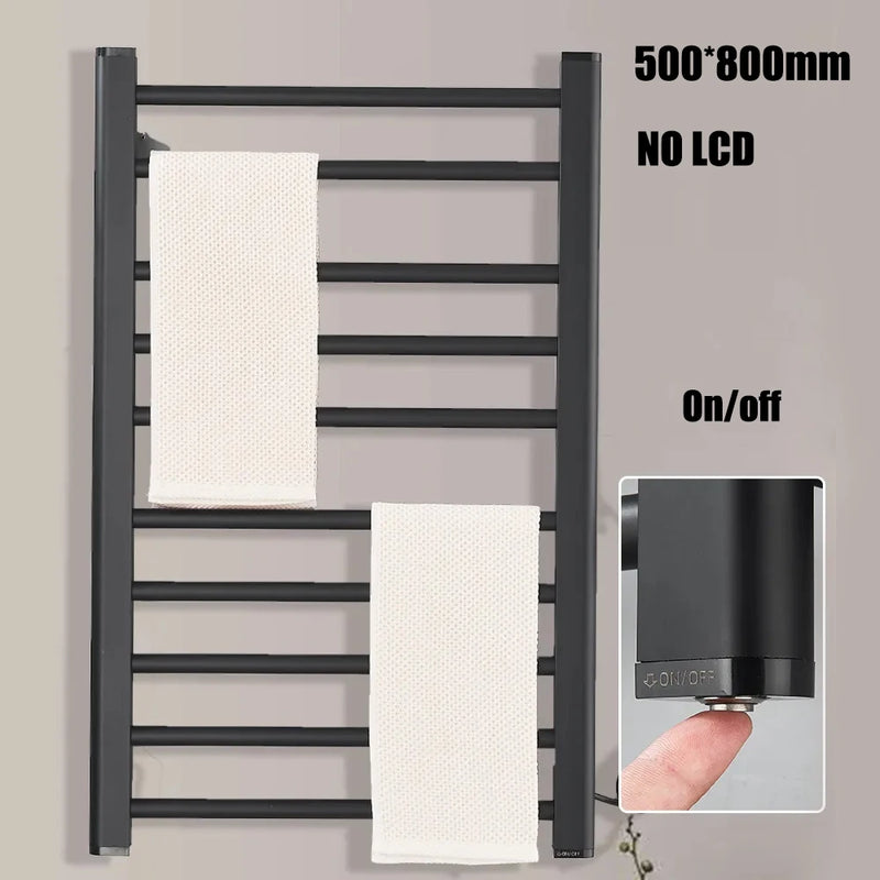 Porte-Serviette Chauffant Électrique Noir Tactile Inox