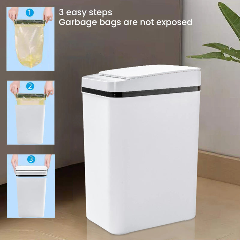 Poubelle Salle de Bain Automatique 12L Anti-Odeurs Capteur