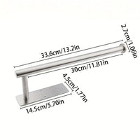 Porte-Essuie-Tout Mural Adhésif en Inox Noir ou Brossé 33,6 cm