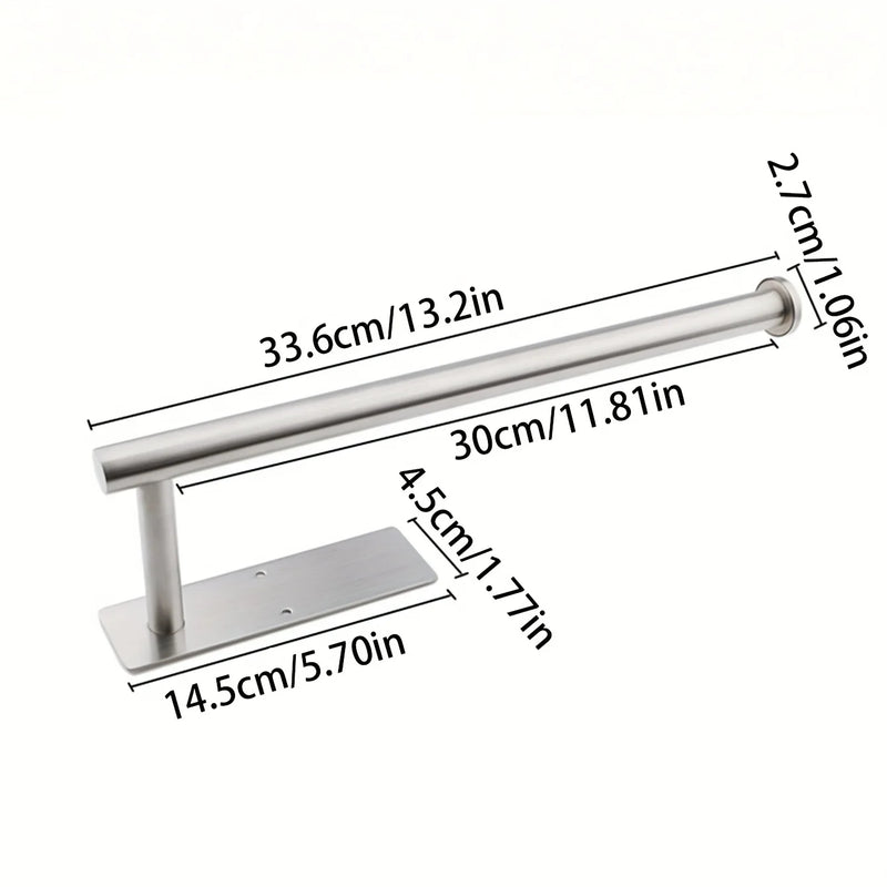 Porte-Essuie-Tout Mural Adhésif en Inox Noir ou Brossé 33,6 cm