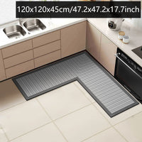 Tapis de Cuisine en L Diatomite Antidérapant, Bordure Noire, Marron ou Grise