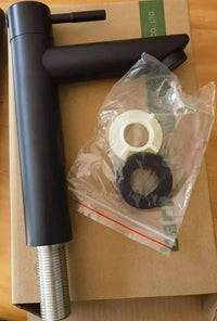 Robinet Lave-Main Eau Froide Inox 304, Bec Droit, Noir ou Brossé