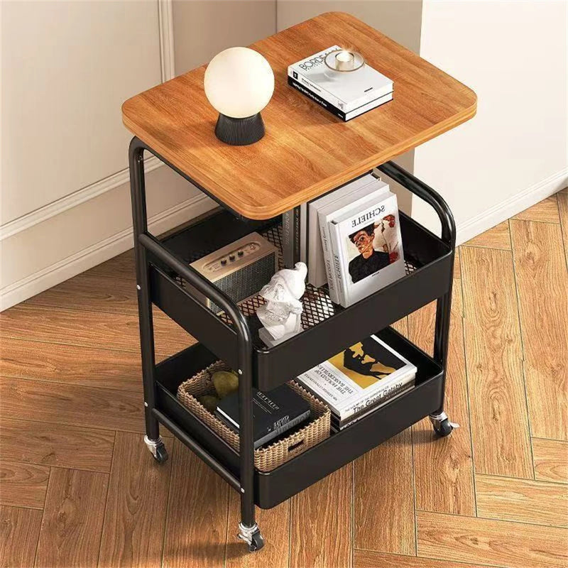Chariot de Rangement Salle de Bain 3 Niveaux sur Roulettes 77 cm