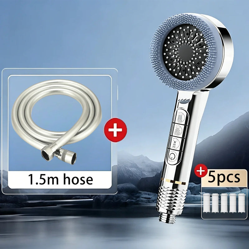 Pommeau de Douche Filtrant 4 Modes Massant avec 5 Cartouches Filtrantes
