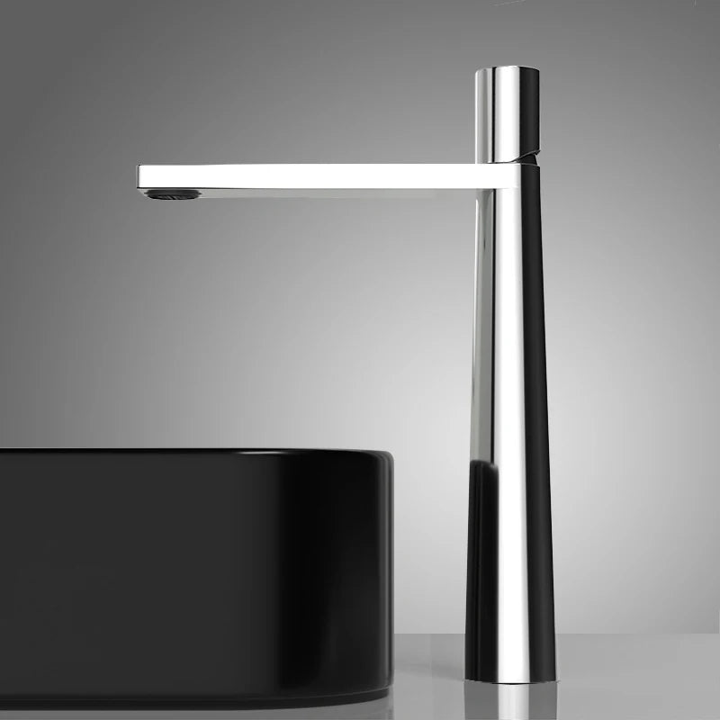 Mitigeur Lavabo Conique Laiton Bec Plat, Modèle Haut ou Court, 5 Finitions