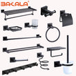 Accessoires Salle de Bain Aluminium Noir Mat à la Pièce, 19 Articles