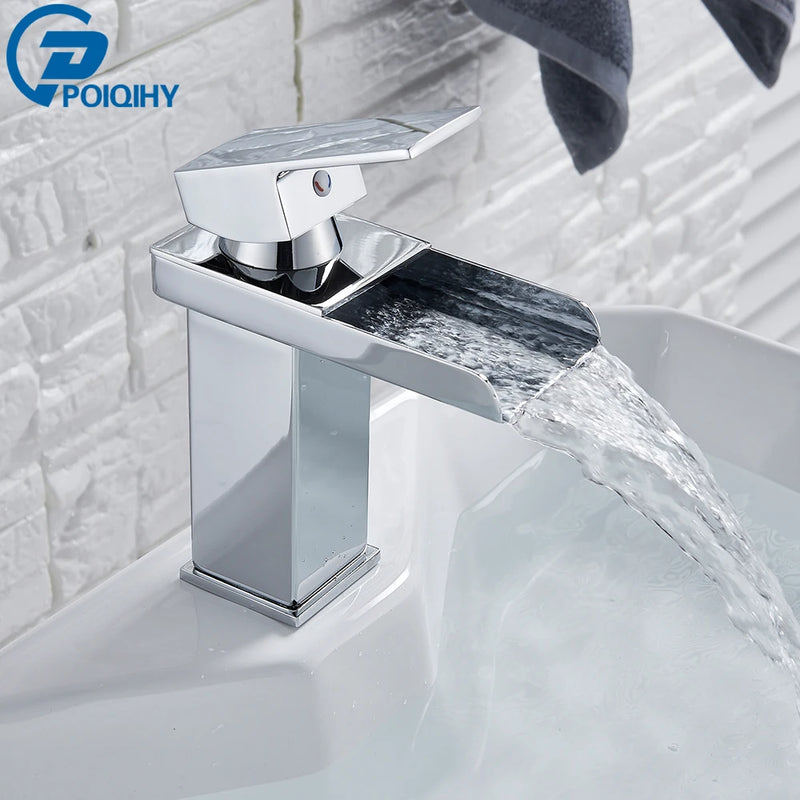 Mitigeur Lavabo Cascade Carré Noir Mat
