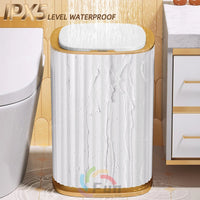 Poubelle de Salle de Bain à Capteur Design Cannelé Doré