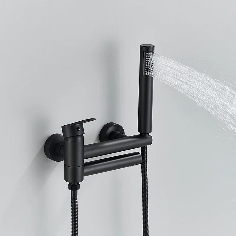 Mitigeur Bain Douche Mural avec Douchette, Bec Pivotant, 3 Finitions