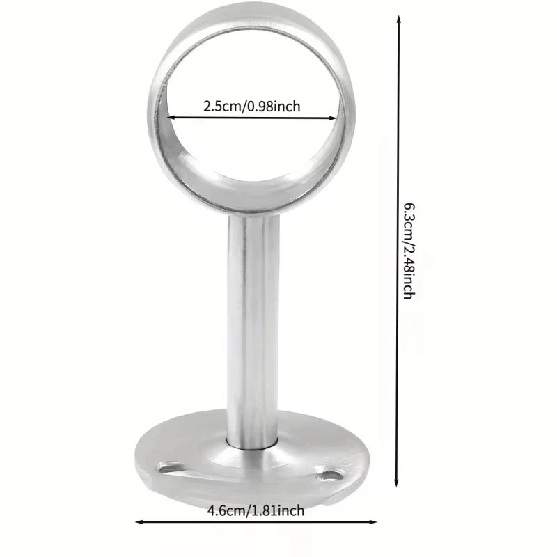 Support de Tringle Rideau de Douche au Plafond, Acier Brossé 25 mm