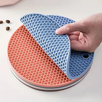 Dessous de Plat Silicone Rond, Lot de 4, Nid d'Abeille 17 cm