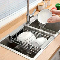 Égouttoir Inox Extensible pour Évier de 28 à 46,5 cm, Petit ou Grand Format