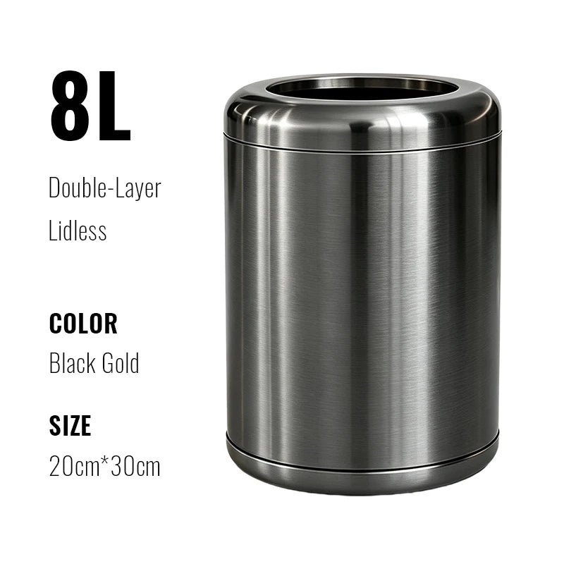Poubelle de Salle de Bain Luxe Inox Double Couche 8 ou 10 Litres