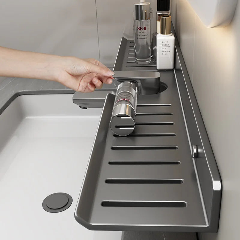 Étagère de Salle de Bain Inox Sans Perçage pour Lavabo