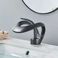 Mitigeur Lavabo Design Cascade, Trou Unique, Flexibles 40 cm, 5 Finitions