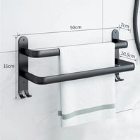 Porte-Serviette Mural Noir Sans Perçage Aluminium 1 à 3 Barres