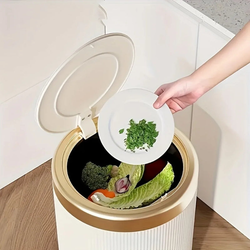 Poubelle Salle de Bain Ronde à Pression Couvercle 15 Litres
