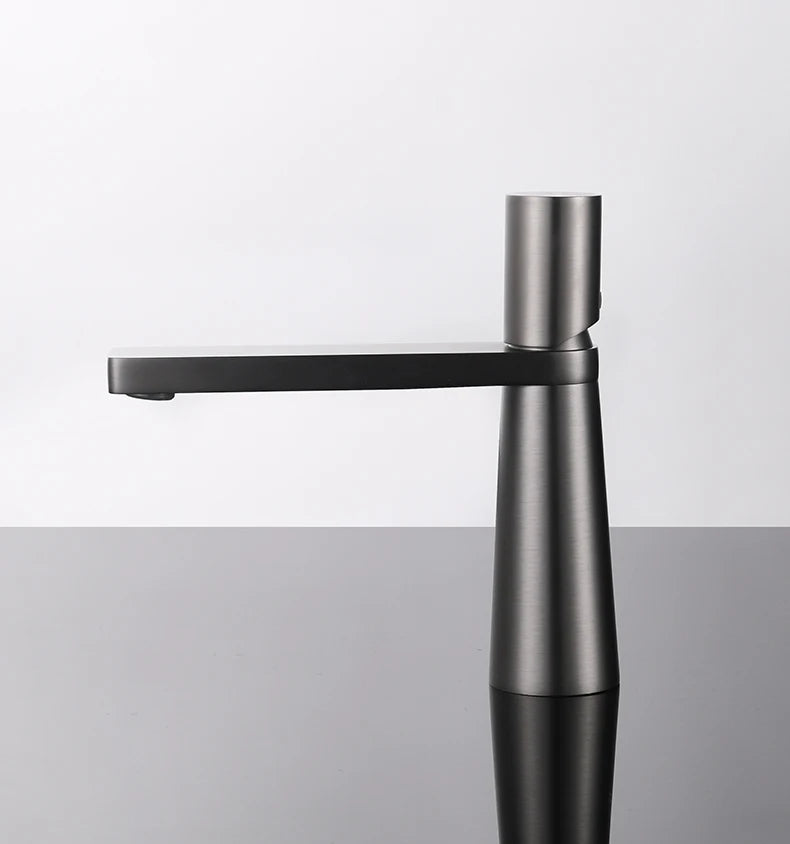 Mitigeur Lavabo Conique Laiton Bec Plat, Modèle Haut ou Court, 5 Finitions