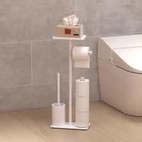 Porte-Papier Toilette sur Pied avec Réserve de Rouleaux, Noir ou Blanc