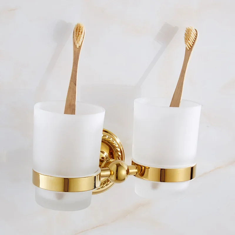Accessoires Salle de Bain Laiton Doré Rosace Torsadée à la Pièce, 11 Articles