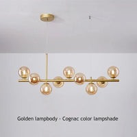 Suspension Cuisine Îlot Globes Verre, 7 à 11 Têtes, Lumière 3 Teintes