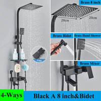 Colonne de Douche 4 Voies Noir, Chromé ou Doré avec Douchette Bidet