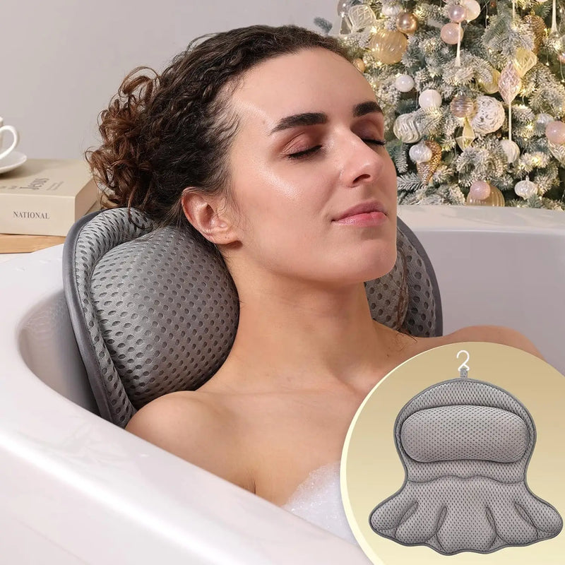 Oreiller de Baignoire Ergonomique Maille 4D Ventouses