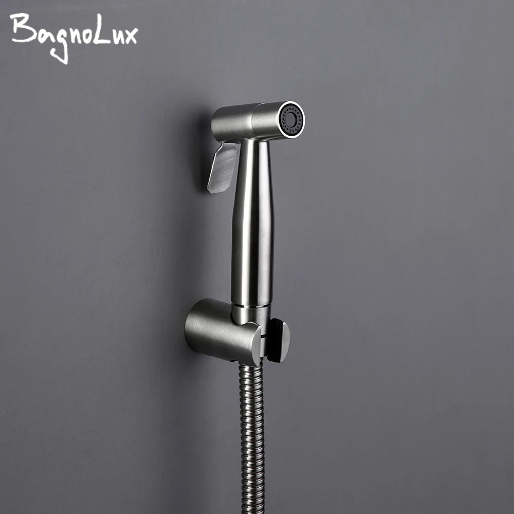 Douchette WC Murale Valve Céramique Noir et Nickel