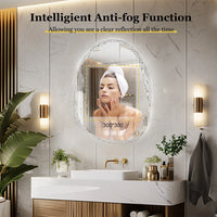 Miroir LED Salle de Bain Organique Anti-Buée Tactile Effet Pierre