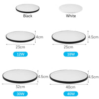 Plafonnier Cuisine LED Rond Ultra Plat 4,5 cm, Blanc ou Noir, 15 à 50 W