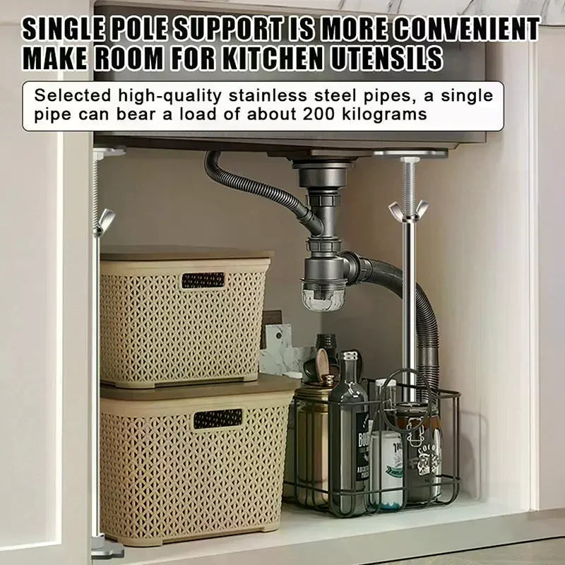 Support de Vasque Sous Plan Réglable en Inox, 29 à 78 cm