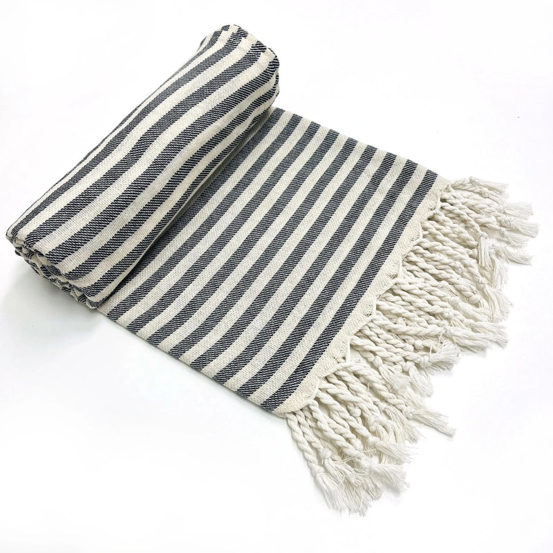 Serviette de Bain Turque Rayée à Franges en Coton 99 x 180 cm