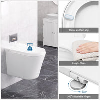 Abattant WC Forme D Frein de Chute Fixation par le Haut, 47,5 cm