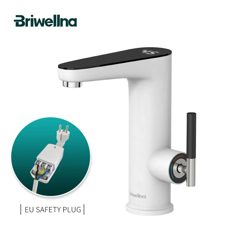 Robinet Chauffe-Eau Instantané Électrique pour Lavabo, Levier et Afficheur, 3 200 W