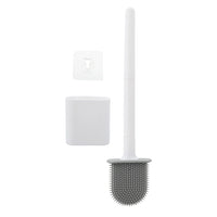 Brosse WC Silicone à Long Manche avec Support Mural Adhésif, Noir ou Blanc
