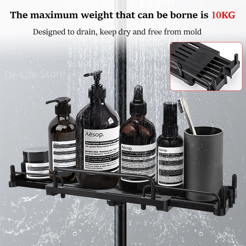 Étagère de Douche Extensible Sans Perçage pour Barre de Douche