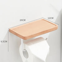 Porte-Papier Toilette Mural avec Tablette en Bois, Noir ou Blanc, 16 à 30 cm