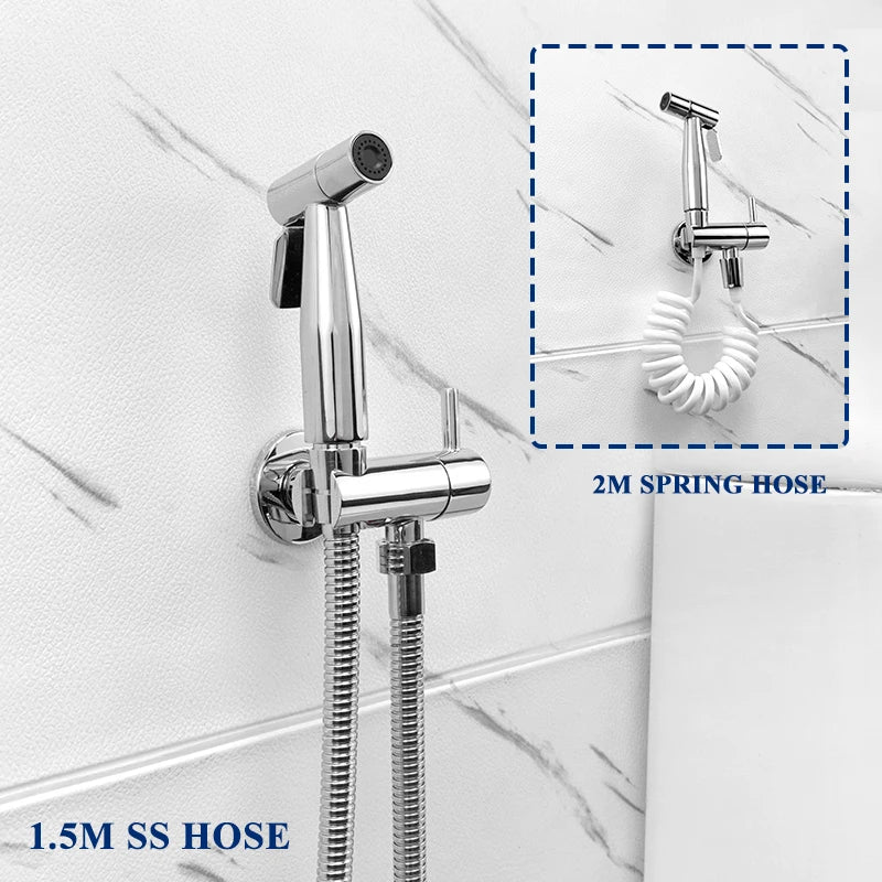 Douchette WC Murale Seule ou en Kit avec Robinet d'Angle, 4 Finitions