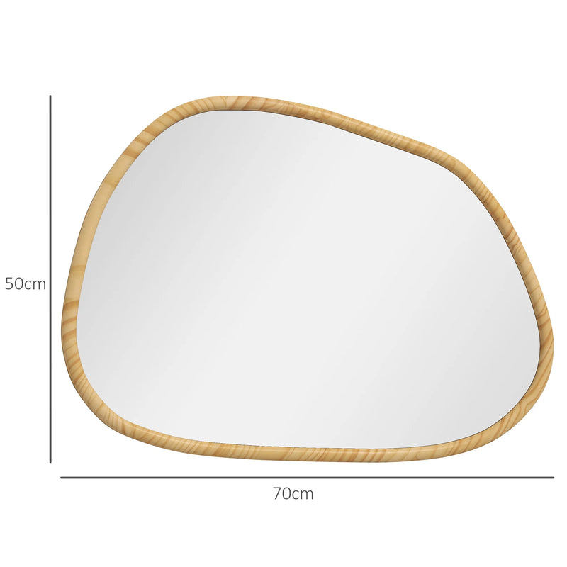 Miroir Mural Forme Irrégulière Bois Naturel 70 cm