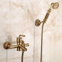 Robinet Baignoire Douche Rétro en Laiton Antique, avec Douchette