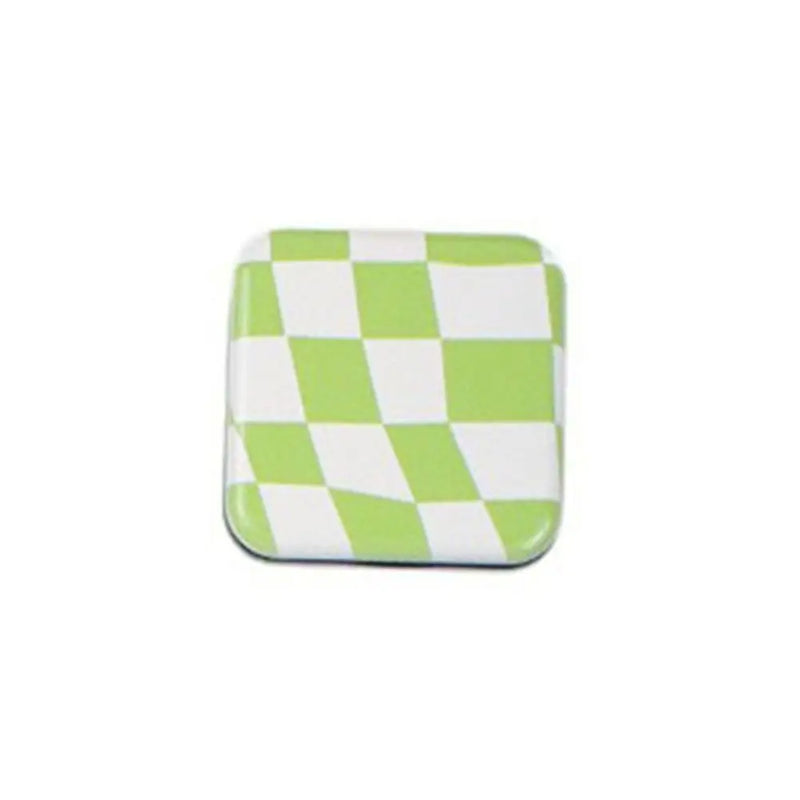 Miroir de Poche Carré Damier avec Poignée Support de Téléphone, 10 Motifs