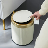 Poubelle Salle de Bain Ronde à Pression Couvercle 15 Litres